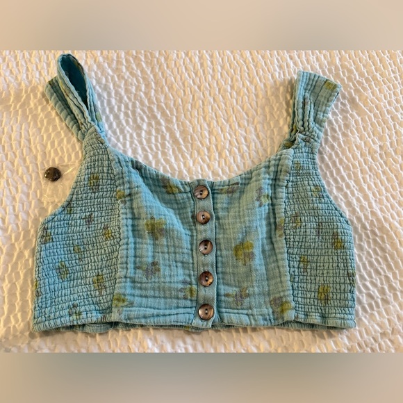 Free People Iris Corset Teal Button-Down Skirt Set Pinky Combo Nile Blue M L XL - Picture 6 of 10